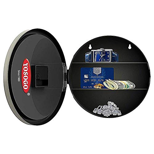 Yosogo Wall Clock Safe With Hidden Storage Compartment, Fully Functioning Working Analog Clock, Battery Operated, 9.8" Round Quartz - Great To Store Valuables Such As Jewelry, Watches, Keys, Cash #TOP2