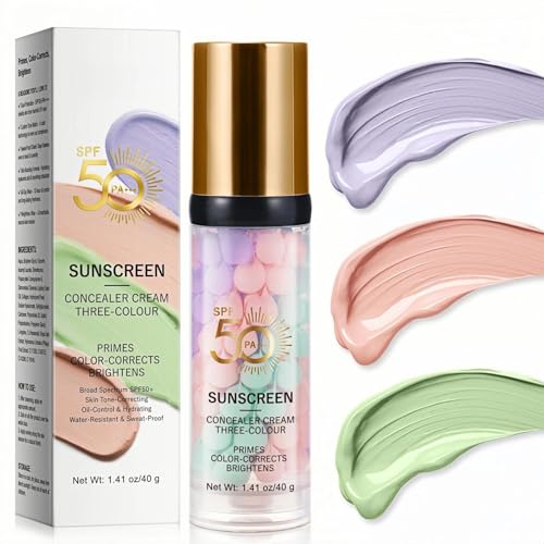 Image of 3 In 1 Primer Makeup, SPF 50 Sunscreen Isolation Cream, One Step Color Correcting Primers, Color Corrector Face Primer, Oil Control Moisturizing Makeup Primers, Pore Minimizer Primer-Isolation Cream