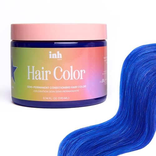 INH Semi Permanent Hair Color | Color Depositing Conditioner | Blue Hair Dye | No Bleach, No...