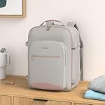 LOVEVOOK Travel Backpack for Women & Men 40L,Airline Approved Carry On Backpack Travel Essentials,TSA Carry on Luggage,Waterproof Personal Item Travel Bag,Suitcase with 3 Packing Cubes,Light gray-Pink - Image 2