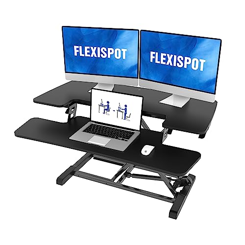 FLEXISPOT 35in Standing Desk Converter Height Adjustable Sit to Stand up Desk Riser Computer Workstation with Keyboard Tray Wide 2-Tier Desktop Black FLEXISPOT 35in Standing Desk Converter Height Adjustable Sit to Stand up Desk Riser Computer Workstation with Keyboard Tray Wide 2-Tier Desktop Black
