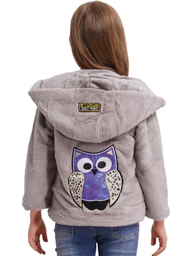 Kids Girls Lightweight Thermal Fleece Jacket Long Sleeve Hooded Coats Faux Fur Zip Up for Winter Casual Outerwear2
