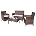 Homall 4 Pieces Outdoor Patio Furniture Sets Rattan Chair Wicker Set,Outdoor Indoor Use Backyard Porch Garden Poolside Balcony Furniture (Brown and Beige)