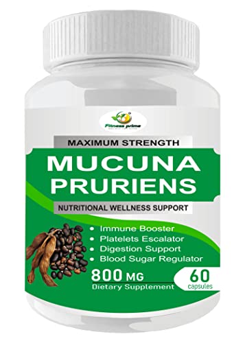 Image of Mucuna Pruriens Extract 800mg Capsules with L-Dopa for Digestion Support & Immune Booster (60 Capsules)