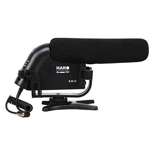 Image of Hako 192-P Shotgun Condenser Microphone Super Cardioid Integrated Shock Mount 3.5mm Plug for DSLR Cameras Camcorders Audio Recorders