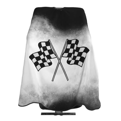 Capa para corte de cabello con diseño de bandera a cuadros 140x168 cm miniatura 5