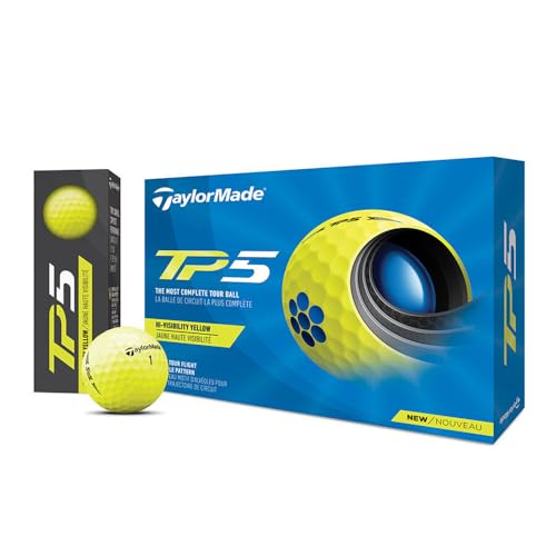 Taylor Made TP5 Golf Balls, 5 Pieces, 2021 Model, Yellow