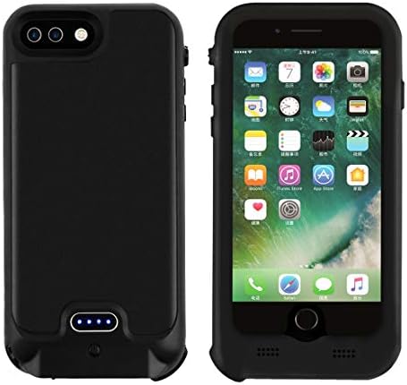 iPhone 8 Plus/7 Plus Battery Case Waterproof (IP65 Certified), NOVPEAK 4800mAh Support Wireless Charging Cover Built-in 3.5mm Earphone Jack Rechargeable Protective Power Bank