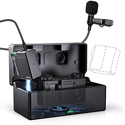 Hollyland Lark 150 Wireless Lavalier Microphone 2.4G Dual-Channel Lapel mic with Charging Case,2&20g Transmitters 5ms Latency &100m DSP with Cameras iPhone Mixer PC for Video Makers (Solo Kit)