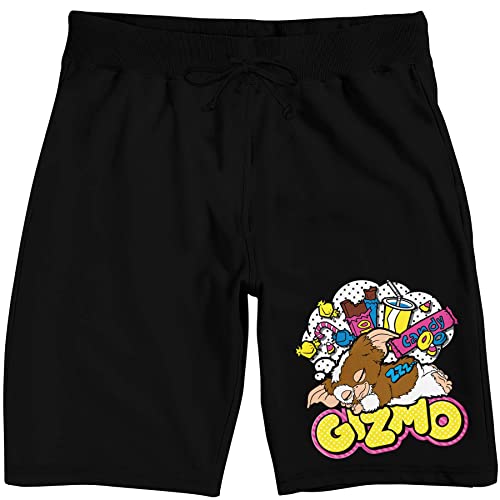 Bioworld Gremlins Gizmo Snacks Men's Black Graphic Sleep Shorts