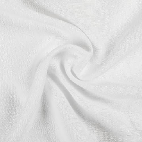 Image of TWOPAGES 26 inch inch W x 18 inch inch L Linen Blend Cafe Curtains for Kitchen Window, Light Filtering Pinch Pleated Tier Curtains, Modern Farmhouse Half Window Curtains for Small Window, Snow White, 2 Panels