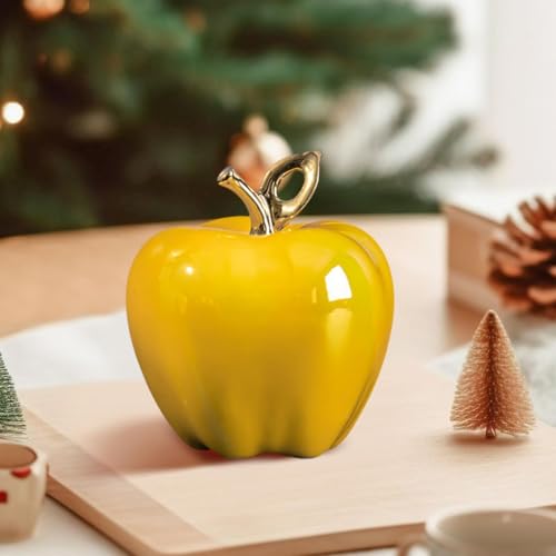 Figurine décorative pomme pour salon et bureau couleur jaune moderne