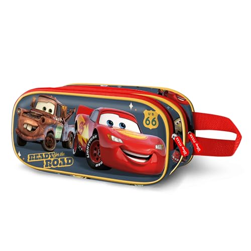 Disney Cars 3 Ready-Estuche Portatodo 3D Doble, Rojo, 22 x 10 cm