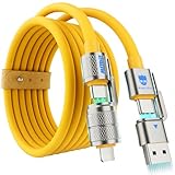 4-in-1 Multi USB C Charging Cable Cord Fast Charge 240W, USB A/C to USB C/L, Chubby Cable C Compatible with iPhone iPad Samsung MacBook Tablets All Devices, Camping & Travel Essentials (1Pack, 4.8FT)