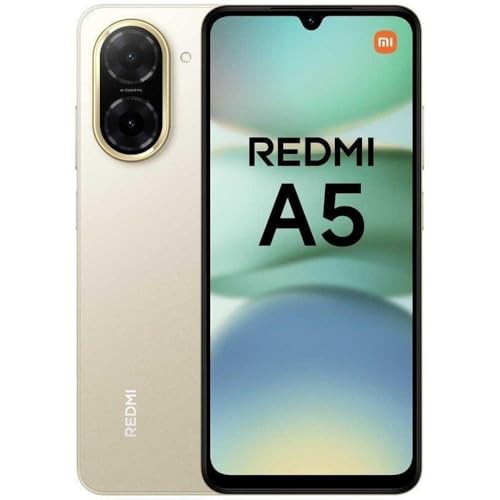 XIAOMI Redmi A5 3G smartphone, 3+64GB, Oro, schermo grande 6,88”, fotocamera principale da 32MP, batteria da 5200 mAh (tipo), caricabatterie non incluso