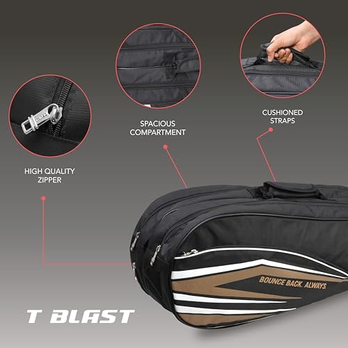 Image of TANSO T-Blast Badminton Kit Bag | Spacious Racket Bag with Two Large Compartments and Separate Shoe Compartment | Front Zipper Pocket and Adjustable Straps