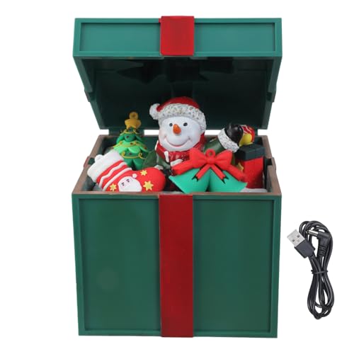 TingHaoO Cajas de música navideñas con canciones de Navidad integradas con iluminación LED, materiales de PC, funciona con USB, para reuniones familiares, melodías de Navidad, cajas de luz