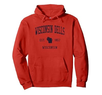 Wisconsin Dells WI JN1 Vintage Athletic Blue Design Pullover Hoodie