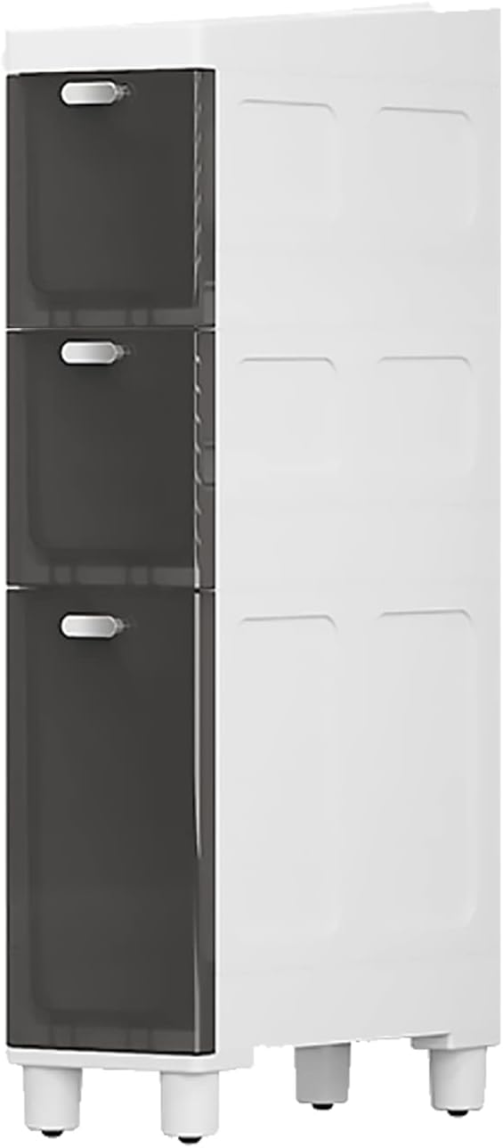 Freestanding Multi-Layer Kitchen Floor Cupboard，Narrow, Slim Rolling Storage Cart and Organizer with Clear Drawers and Casters Corner Floor Cabinet for Small Spaces and Gaps, Bedroom, Nights