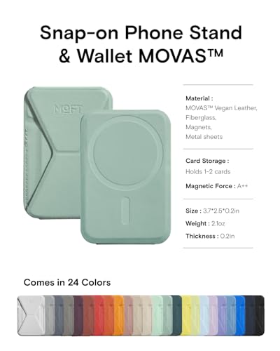 Image of MOFT Magnetic Wallet Stand Compatible with iPhone 16 /15 /14 /13 /12 Series, Angle Adjustment & Magnetic Compatible MOVAS Phone Stand,Seafoam