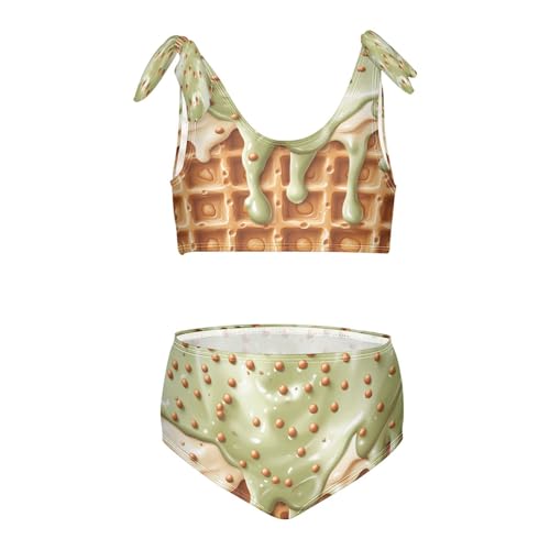 Glaze Caramel Green Brown Sprinkles Ice Cream Girls Tankini Swimsuit Kids Bikini Sets 2 Pcs Bathing Suit 3T