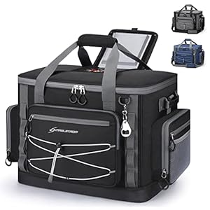 Maelstrom Soft Cooler Bag,Soft Sided Cooler,Insulated Hard-Bottom Beach Cooler,Ice Chest,Large Leakproof Camping Cooler,Portable Travel Cooler for Camping,Grocery Shopping,Black,60 Can