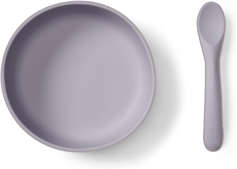 Vital Baby Nourish Silicone Suction Bowl Set – Mess-Free Weaning | Strong Suction Pad | Scooped Bowl and Chunky Spoon | BPA-Free | Easy to Clean | Suitable from 4 Months+ | Dusky Mauve
