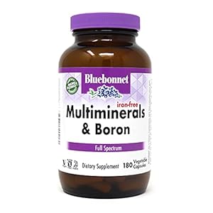 BlueBonnet Multi Minerals Plus Boron No Iron Vegetarian Capsules, 180 Count