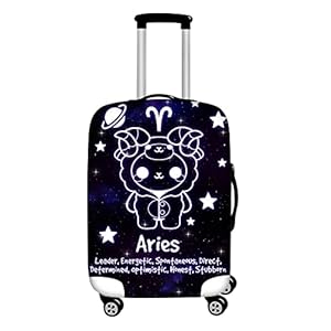 Cartoon Constellation Print Bagage Beschermhoes – Elastische Stof Trolley Case Koffer Stofdichte Anti-Kras Cover Reisaccessoires Zakelijk Toerisme School Dagelijks Gebruik, Ram, L (26,28 Inch)