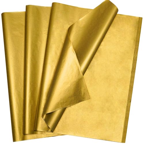 Image of Bobobag 100 Sheets Gold Tissue Paper,14 inchX20 inch Metallic Tissue Paper for Gift Bags, Birthday Anniversary Christmas Tissue Gift Wrapping, Holiday Decoration & Arts Craft