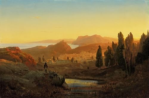 Peinture sur toile paysage italien d'Achenbach impression haute définition