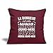 Spreadshirt® Le Bonheur C'est D'Être Maman, Grand-Mére Et Arrière Grand-Mère Housse De Coussin Décorative 45 x 45 cm, Bordeaux