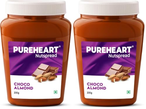 Image of Pureheart Choco Almond Nut Spread (200 gm) Delicious, Smooth and Creamy Snack, Nutty Chocolate Almond Spread for Breakfast (Pack of 2)