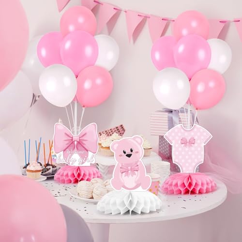 Image of 6 Set Pink Baby Shower Decorations Pink Balloon Centerpiece for Tables with Balloons Stand Kit for Baby Girl Princess Birthday Wedding Bridal Shower Graduation Mother's Day Party Decorations