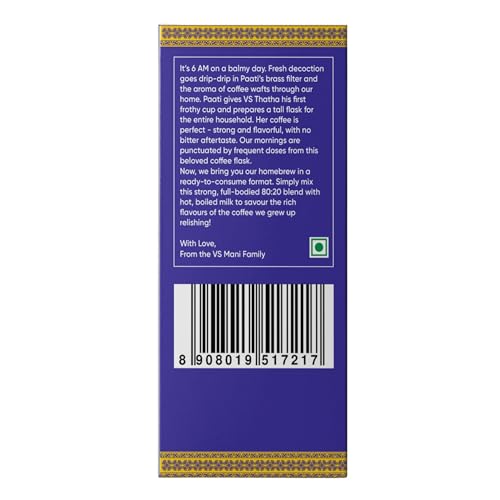 Image of VS Mani & Co Filter Coffee Decoction - Arabica Dark Roast, Strong and Aromatic Instant Filter Coffee Liquid | Authentic South Indian Flavour | Pack of 8 x 100ml | 400 ml