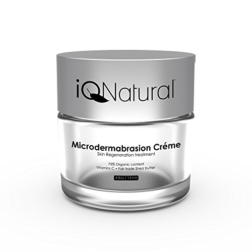 iQ Natural Microdermabrasion Facial Scrub - Organic All Natural Exfoliating Face Scrub - Anti Aging Skin Regeneration Brightening & Lightening Premium Treatment - 4.8oz