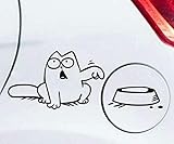 Hmkaufen Simons Cat Aufkleber für z.b Tankdeckel Ohne Aufruck im Napf Outline Links oder Rechts (2er-Set)