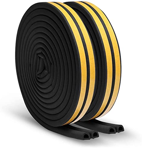Breewell D Shaped Self-Adhesive Epdm Doors and Windows Foam Seal Strip Rubber Weatherstrip 6 Meter (2 X 3 M = 6 Meter)-Pack of 2 | Black & Yellow
