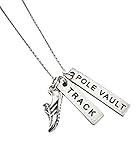 Pewter RUN TRACK POLE VAULT Necklace - Pewter Running Shoe Charm, Pewter TRACK Pendant and Pewter...