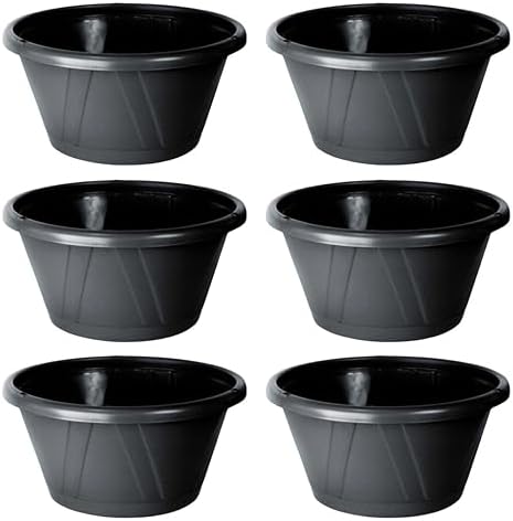 Kit 6 Vaso/cuia De Plástico Preto Resistente Com Prato Antidengre...