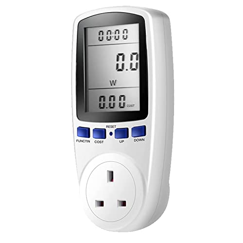 Electricity Usage Monitor, Power Monitors Multifunction Power Meter Energy Monitor Analyzer UK Plug in Electricity Power Consumption Meter Energy Monitor Watt Kwh Analyzer with LCD Display