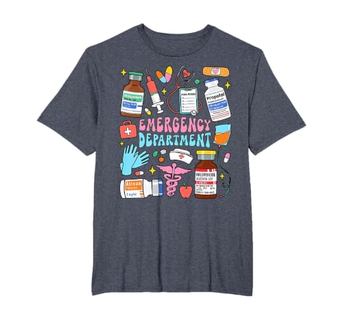 Retro Emergency Department Emergency Room ER ED Nurse Tech T-Shirt, Men's Big and Tall, Heather Blue, 2X Tall