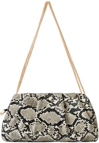 Image of Evening Bag for Women Ruched Clutch Purse Detachable Metal Chain Crossbody Bag