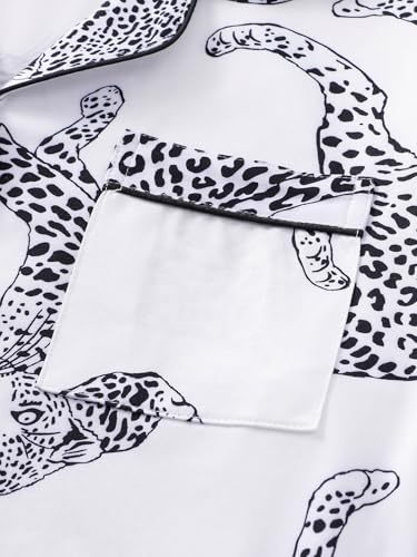 Women's 2 Piece Pajama Sets Print Long Sleeve Button Down Shirt and Pants Sleepwear Sets4