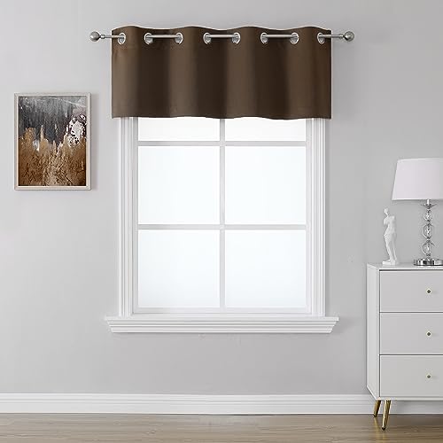 Seeglee SG-WG10-DK-54X18 Coffer Brown Valance Blackout Curtain Panel - Grommet-Top Window Treatment Thermal Insulated Draperies cover