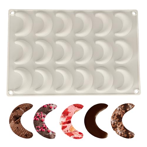 duoyif Moule à Chocolat Lune, 18 Cavités Moule De Cuisson En Silicone Lune Pour Décorer Des Gâteaux Chocolat Bonbons Glaçons (lune, 35x52mm)