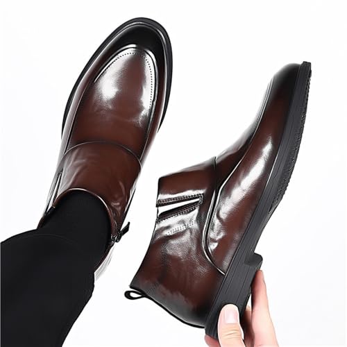 Men's Slip-On Side Zipper Dress Boots Winter Comfortable Business Formal High Top Leather Shoes for Wedding Groom2