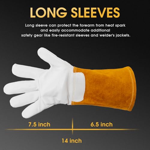 TOOLIOM Goatskin TIG Welding Gloves with Flexible Wing Thumb, Medium