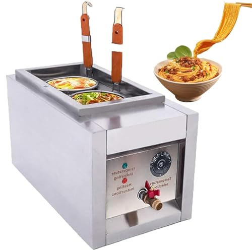 Cuocipasta elettrico con controllo della temperatura di precisione, caldaia in acciaio inox da 12 litri e doppio cestello per cucinare noodle professionale