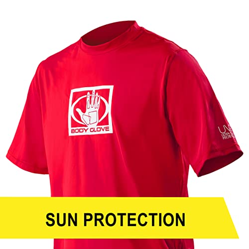 Body Glove Loose Fit Rash Guard Adult Swimshirt (Large, RED)